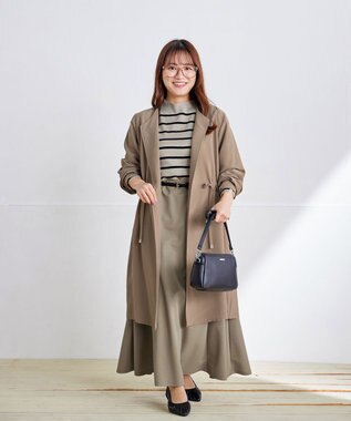 Tiaclasse 【洗える】タックヨーク着流しパフスリ－ブコート ベージュ