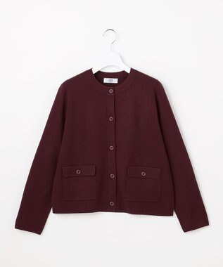 J.PRESS LADIES WORETED WOOL BLEND カーディガン バーガンディ系