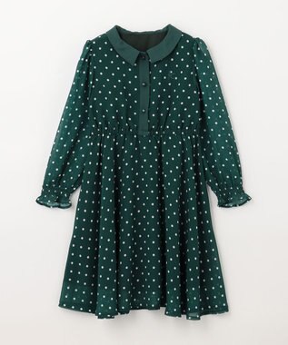 組曲 KIDS 【150-160cm】パリジェンヌドット ワンピース グリーン系5