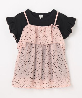 組曲 KIDS 【110-140㎝】ドットキャミ＋TシャツSET ピンク×ブラック