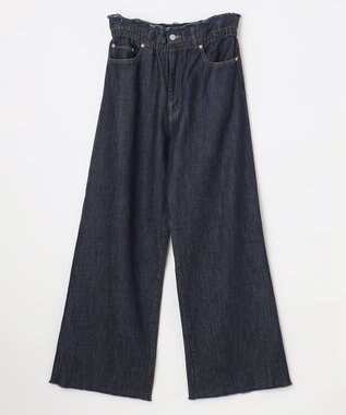 NAVE 【ReNAVE・洗える/軽量】ライトデニム ウエストギャザーパンツ ネイビー系