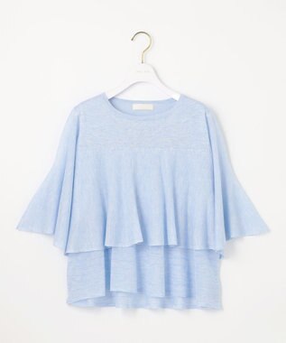 ANY SIS 【洗える】フリルシアー ニット ライトブルー
