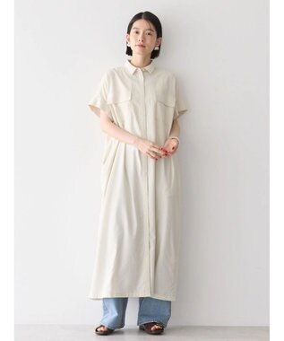 AMERICAN HOLIC 接触冷感＋ＵＶカットＷポケットシャツワンピース Ivory