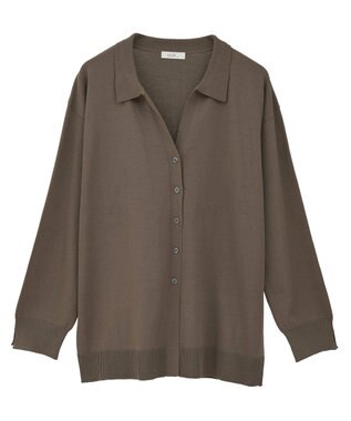 earth music&ecology 袖口スリットスキッパーカーディガン Brown