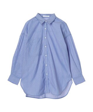 Green Parks イージーケア　ドビーストライプシャツ Blue