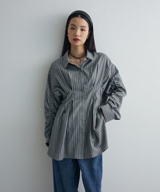 Green Parks 【WEB限定】ドロストシャーリングウエストタックシャツⅡ Charcoal Gray