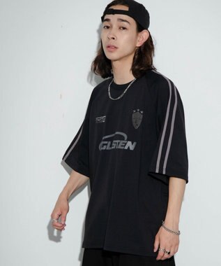 WEGO 【ユニセックス着用ITEM/MLサイズ展開】ゲームロゴスリーブラインT ブラック