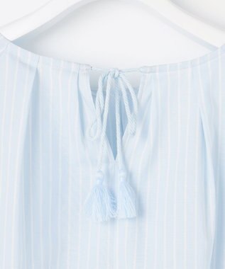 自由区 S エンブロイダリーブロードパフスリーブ ブラウス サックス×オフ