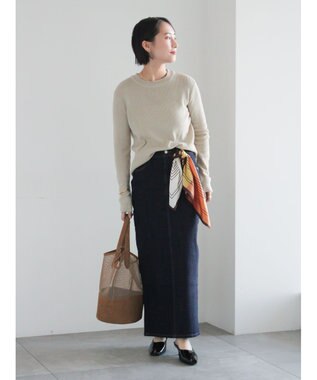 Te chichi デニムトラペーズスカート ネイビー