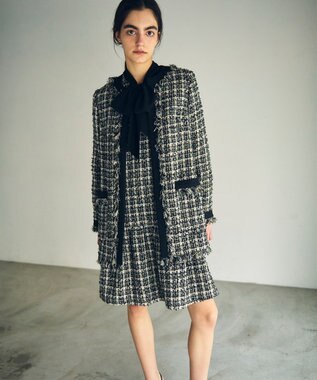 GRACE CONTINENTAL ツイードコンビワンピース ブラック