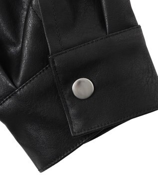 WEGO ヴィンテージライクFレザーブルゾン ブラック