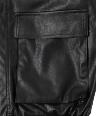 WEGO ヴィンテージライクFレザーブルゾン ブラック