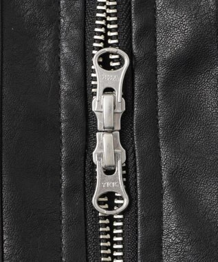 WEGO ヴィンテージライクFレザーブルゾン ブラック