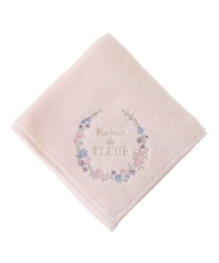 Maison de FLEUR フラワーフレーム刺繍タオルハンカチ Light Pink