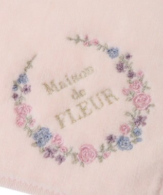 Maison de FLEUR フラワーフレーム刺繍タオルハンカチ Light Pink