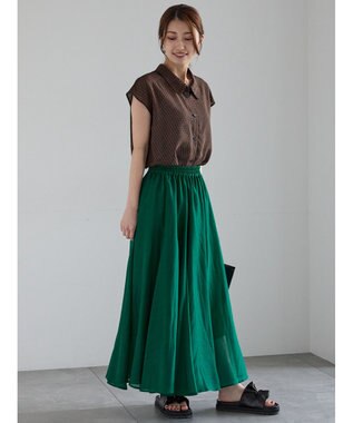 Te chichi シアサッカージオメ柄シャツブラウス ネイビー