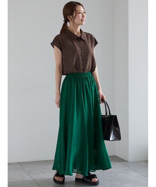 Te chichi シアサッカージオメ柄シャツブラウス ネイビー