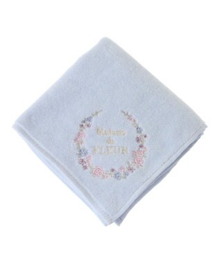 Maison de FLEUR フラワーフレーム刺繍タオルハンカチ Blue