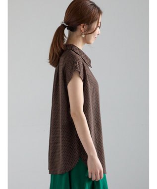 Te chichi シアサッカージオメ柄シャツブラウス ネイビー