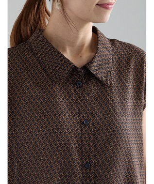 Te chichi シアサッカージオメ柄シャツブラウス ネイビー