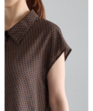 Te chichi シアサッカージオメ柄シャツブラウス ネイビー