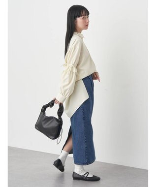 earth music&ecology ギャザースリーブシャツ Light Yellow