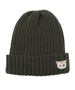MOONBAT 【FUDGE11月号掲載】PAUL & JOE ACCESSOIRES ヌネット刺繍ワッペン付リブニット帽 ダークグリーン
