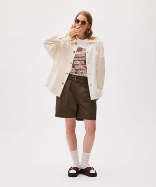 LENO FRENCH WORK HEVY LINEN COVER ALL《UNISEX》 カバーオールリネンジャケット WHITE