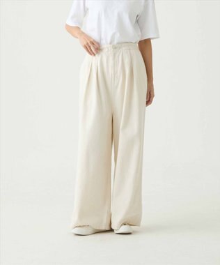 caqu FS linen relax pants コットンリネンリラックスワイドデニム ecru