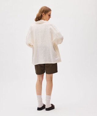LENO FRENCH WORK HEVY LINEN COVER ALL《UNISEX》 カバーオールリネンジャケット WHITE