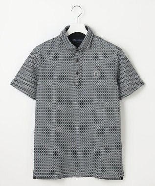 23区GOLF 【MEN】モノグラム柄  半袖ポロシャツ ブラック系5