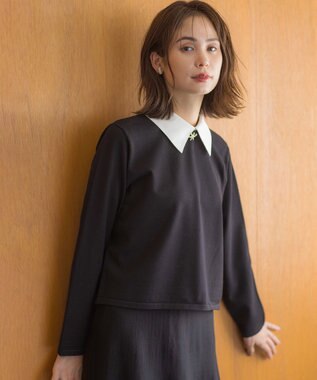 組曲 【WEB限定】ELENA襟付き セットアップワンピ ブラック系