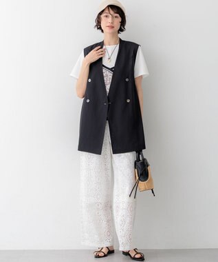 23区 【見上愛さん着用】ペーパーライクコンビ ショルダーバッグ (S) ブラック×ベージュ