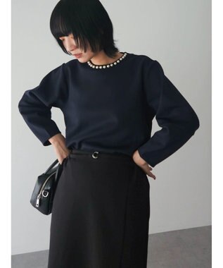 Green Parks パール付ポンチカットプルオーバー Navy