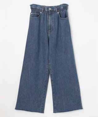 NAVE 【ReNAVE・洗える/軽量】ライトデニム ウエストギャザーパンツ ブルー系