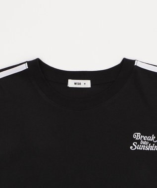 WEGO 2ラインリボングラフィックショートT ブラック