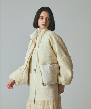 GRACE CONTINENTAL ツイードコンビパフィーブルゾン キナリ