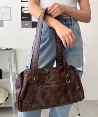 WEGO PUボストンバッグ ブラウン