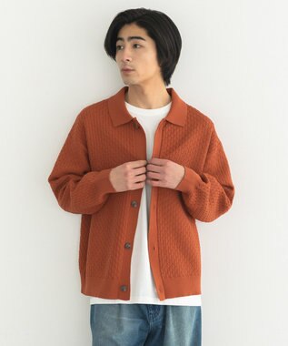 CRAFT STANDARD BOUTIQUE 柄編みニットシャツカーディガン Terracotta