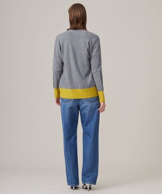 ICB L ピュアカシミヤ カーディガン ライム×ライトグレー系