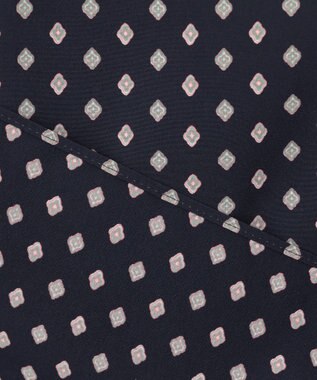 23区 【洗える】ジオメトリックパターン ボウタイ ブラウス ネイビー系