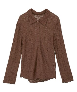 Green Parks カットレースシャツプルオーバー Brown