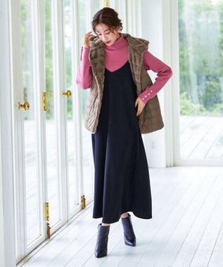 Tiaclasse 【2WAY】着回し自由のリバーシブルキルトフェイクファーベスト モカ