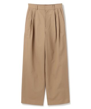 BEIGE， 【洗える】GAZANIA / コットンチノ2タックワイドパンツ Camel Beige