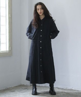 Green Parks ■ＥＳＣＡＲ　デニムロングジャケットワンピース Black