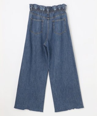 NAVE 【ReNAVE・洗える/軽量】ライトデニム ウエストギャザーパンツ ブルー系