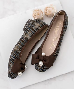 Bridget Birkin 【Bridget Birkin】ビッグパールリボンフラットシューズ ブラウン雑材