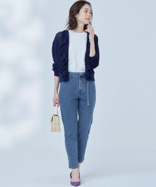 組曲 【WEB限定】  シアーニットフリルパーカー ネイビー系