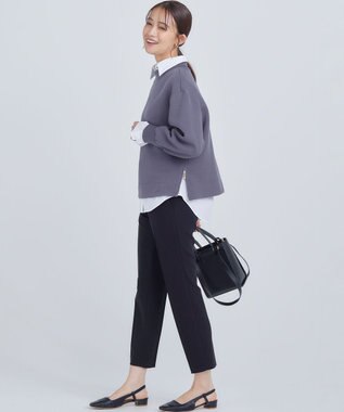 組曲 L コンパクトシャーティング フレア袖シャツ アイボリー系