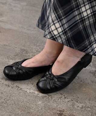 nouvelleRobe Oū 【本革・高反発】Square スクエアトゥ メッシュモチーフパンプス ブラック